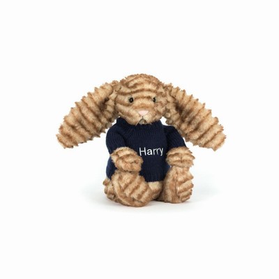 Jellycat Bashful Luxe Bunny Juniper with Navy Jumper Australia | 982741WGN